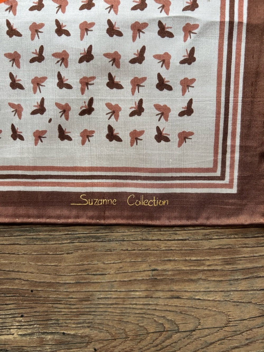 Hand-Woven 100% Silk Butterfly Silk Scarf in Brown & Cream - Picture 2 of 3